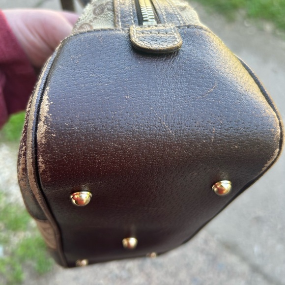 Gucci Bamboo Accent Monogram GG Boston Tote Bag - Picture 9 of 13